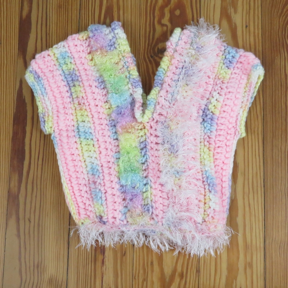 Handmade Vintage Baby Vest Colorful Rainbow 18 24